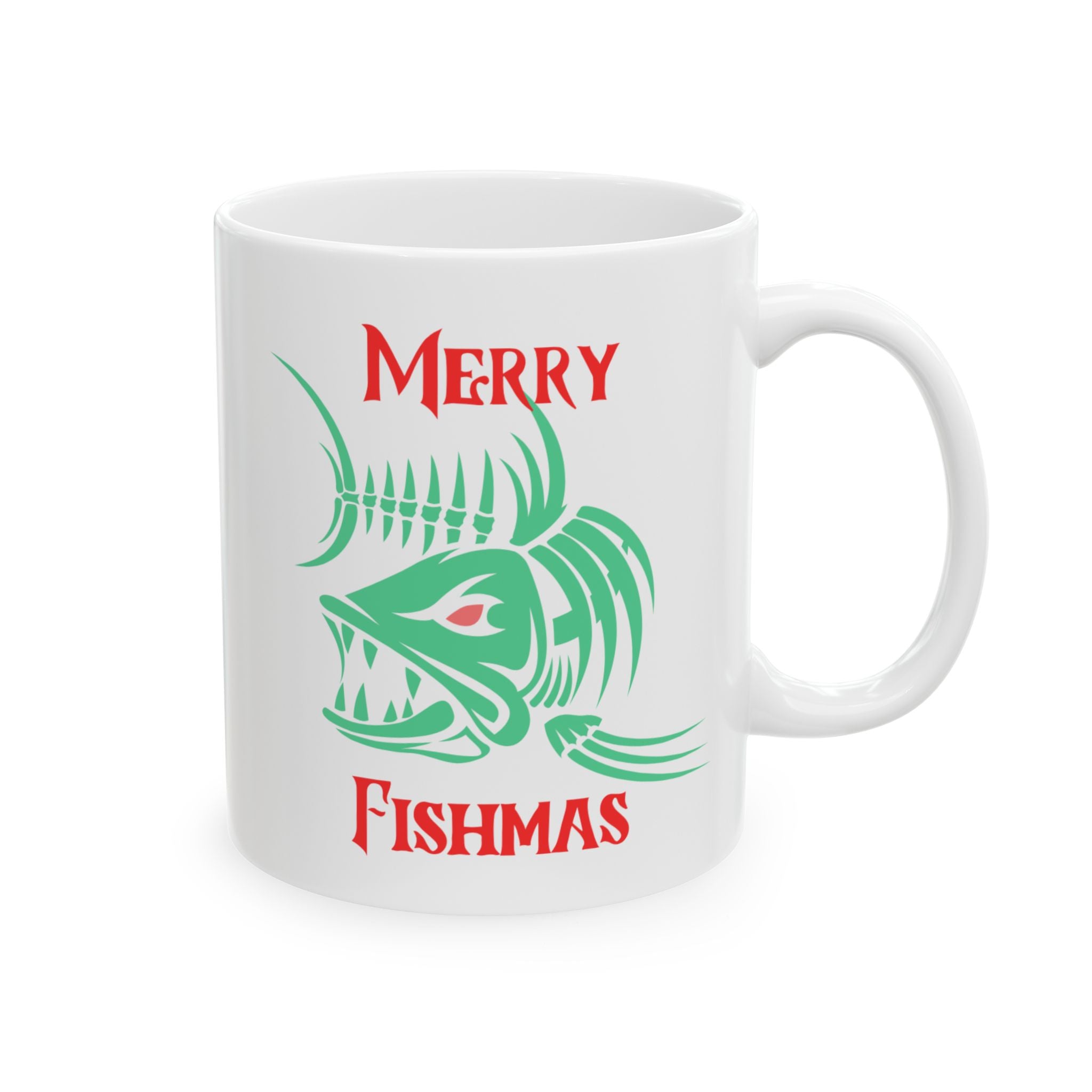 Fishing Theme Ceramic Mug — 'Merry Fishmas' Coffee Cup