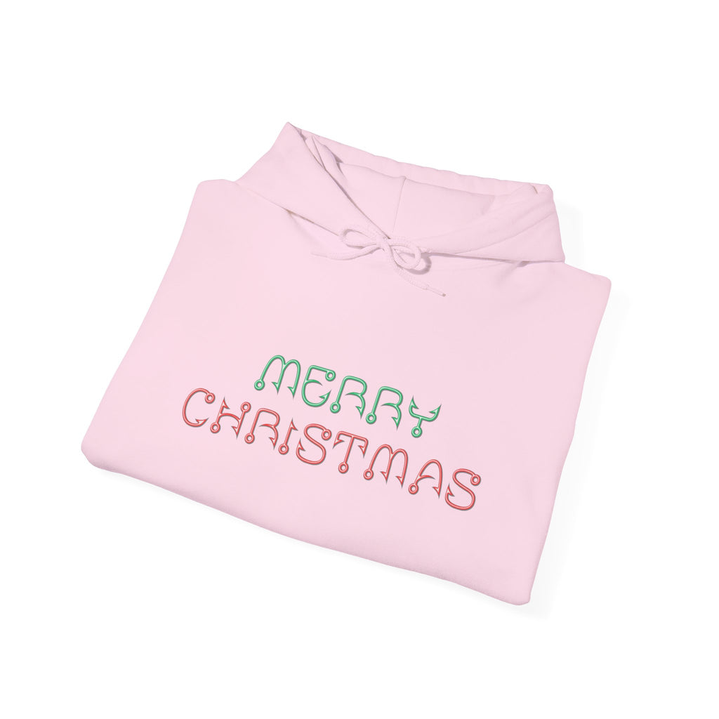 Merry Christmas Fishing Hook Script Hoodie — Cozy Holiday Sweatshirt