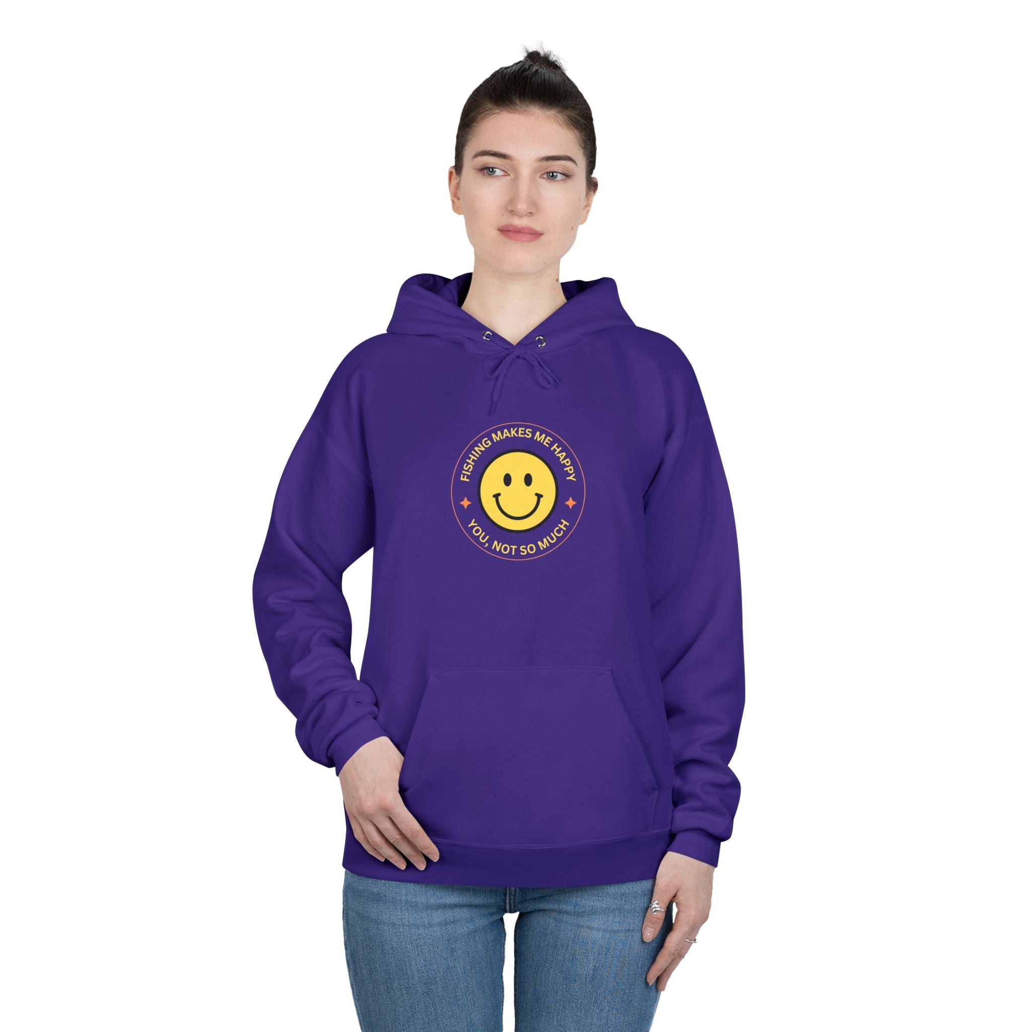 Unisex Eco-Friendly Hoodie "Fishing Makes Me Happy" - Perfect for Casual Outings and Gifting