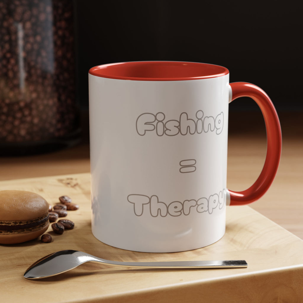 "Fishing = Therapy" Accent Coffee Mug (11, 15oz)