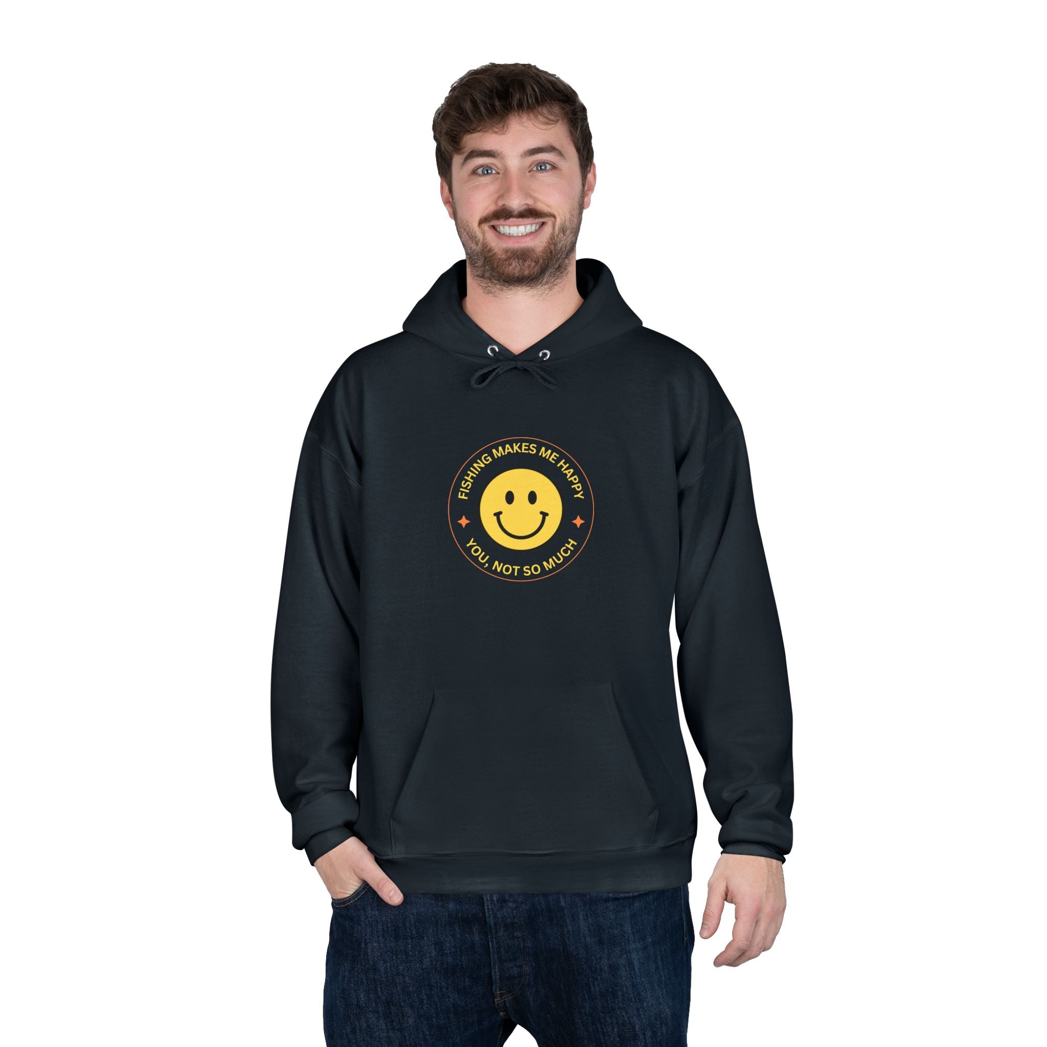 Unisex Eco-Friendly Hoodie "Fishing Makes Me Happy" - Perfect for Casual Outings and Gifting