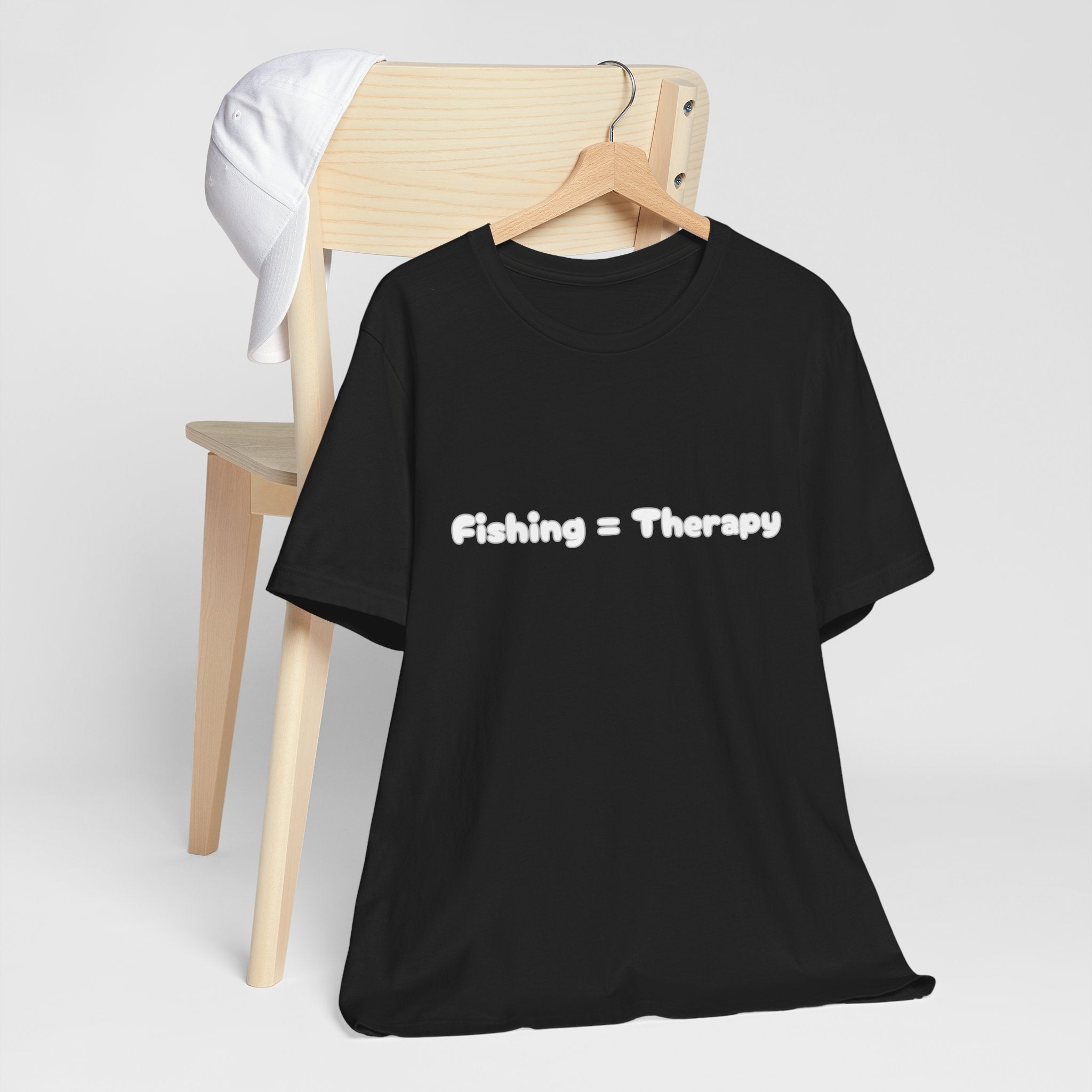 Unisex  "Fishing = Therapy" Jersey Short Sleeve Tee.