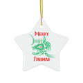 "Merry Fishmas" Ceramic Ornament - Star, Circle, Snowflake Holiday Fishing Decoration