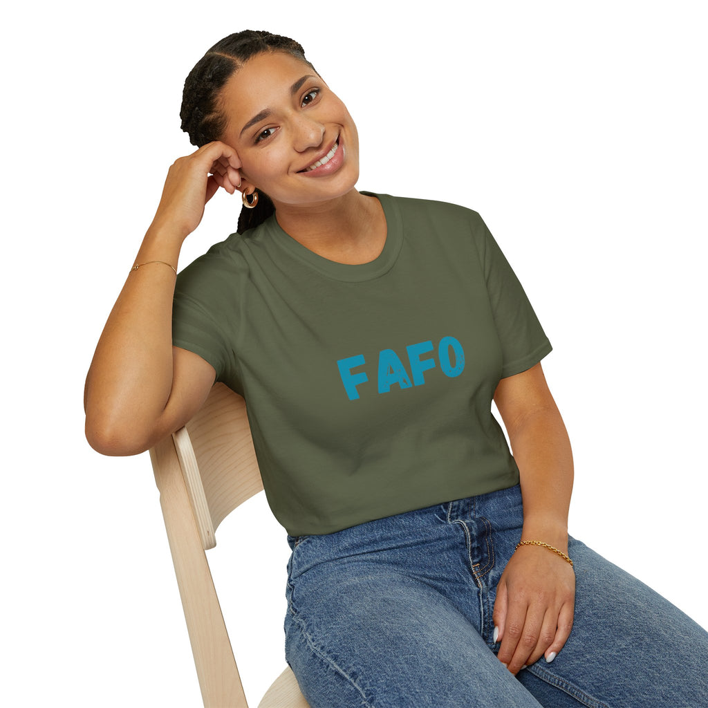 Humorous Unisex Softstyle T-Shirt - "Fish Around and Find Out - FAFO" Shark Design