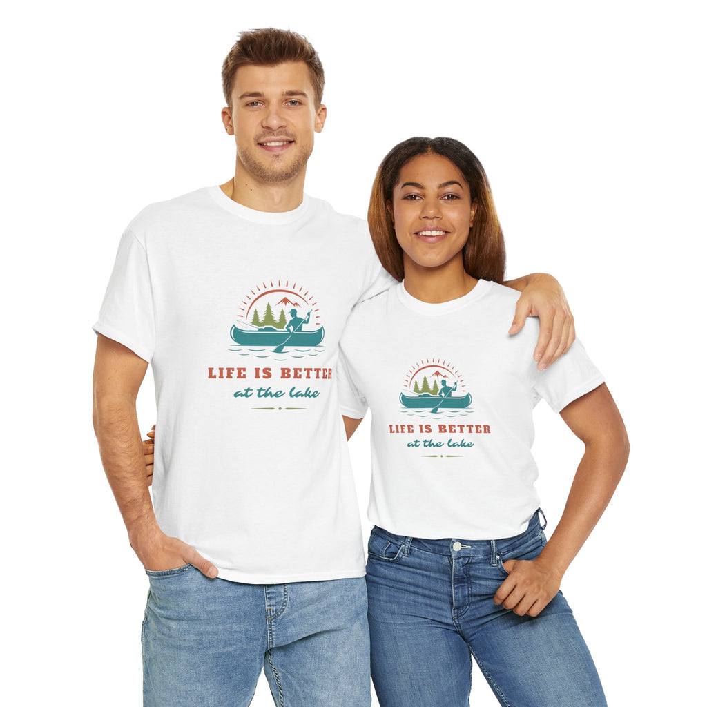 Life is Better at the Lake Unisex Heavy Cotton T-Shirt - Comfortable Outdoor Shirt