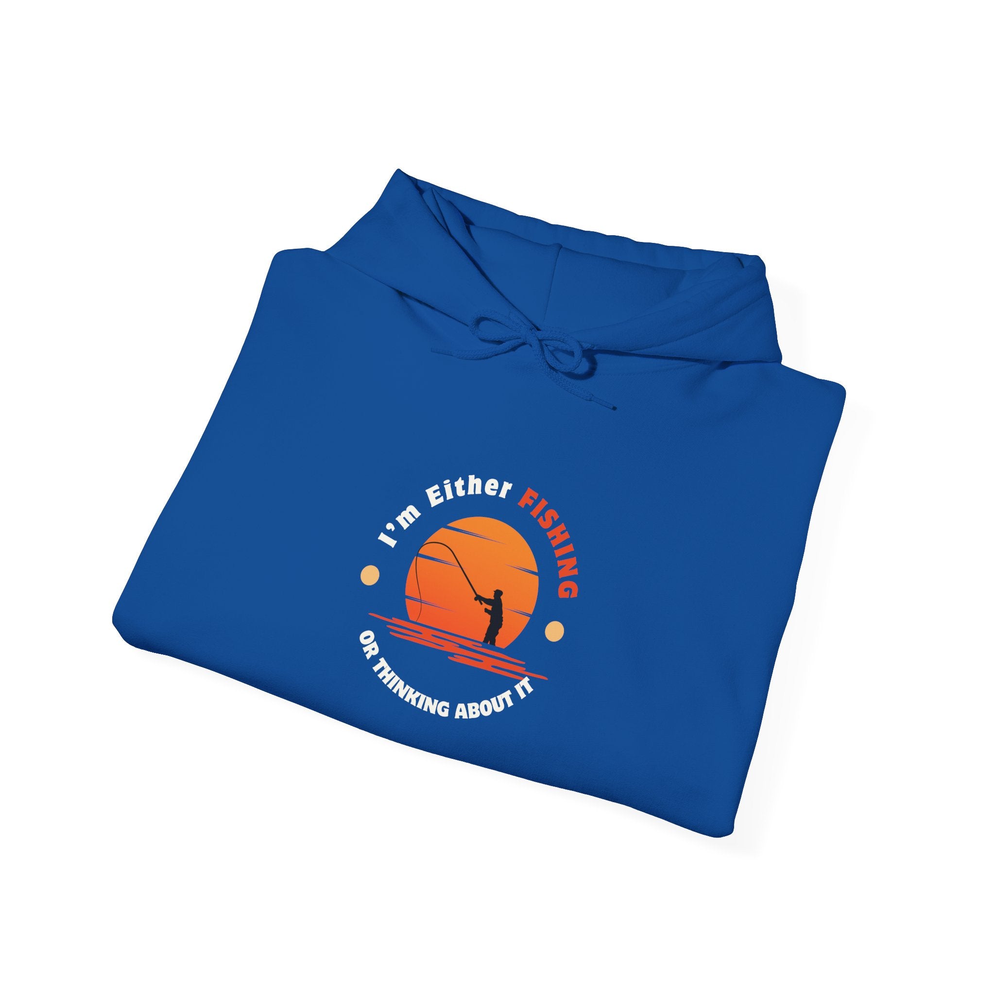 "I'm Either Fishing or Thinking About It" Funny Fishing Heavy Blend™ Hooded Sweatshirt — Gift for Anglers