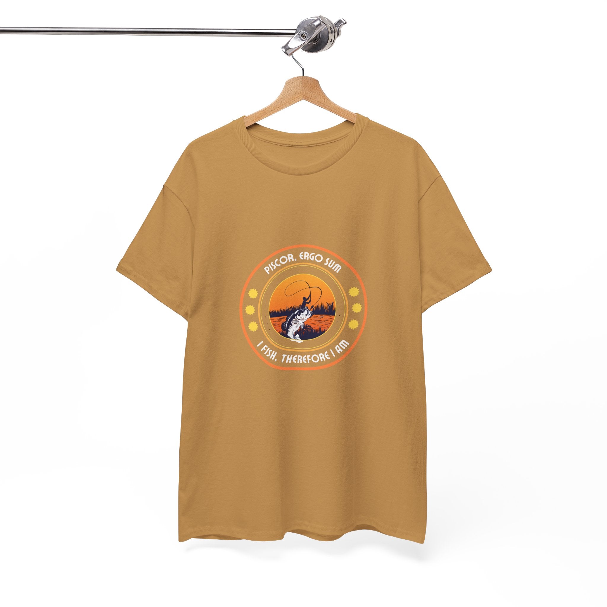 "I Fish, Therefore I Am" Unisex Heavy Cotton Tee - Graphic T-Shirt with Fishing Motif