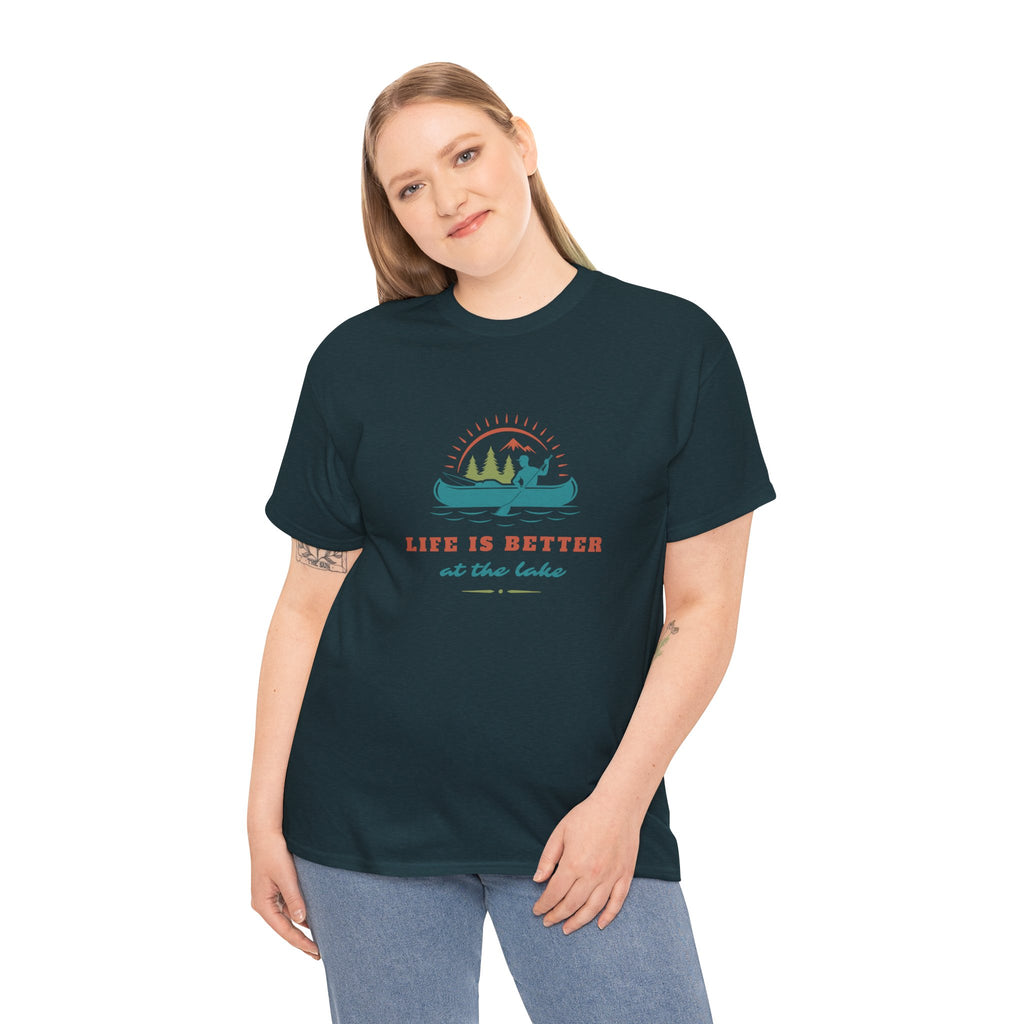 Life is Better at the Lake Unisex Heavy Cotton T-Shirt - Comfortable Outdoor Shirt