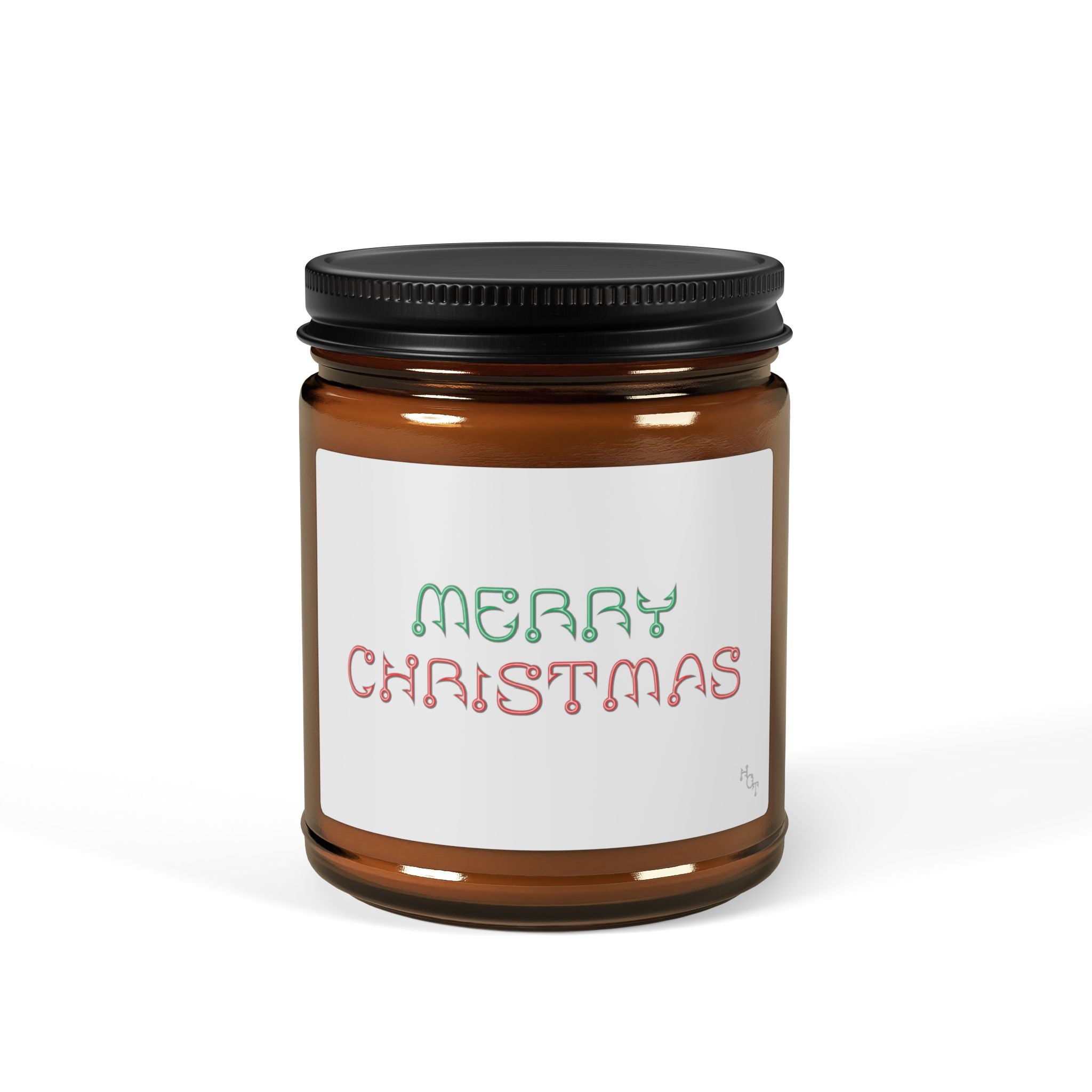 Merry Christmas Scented Soy Candle — Amber Jar Holiday Candle