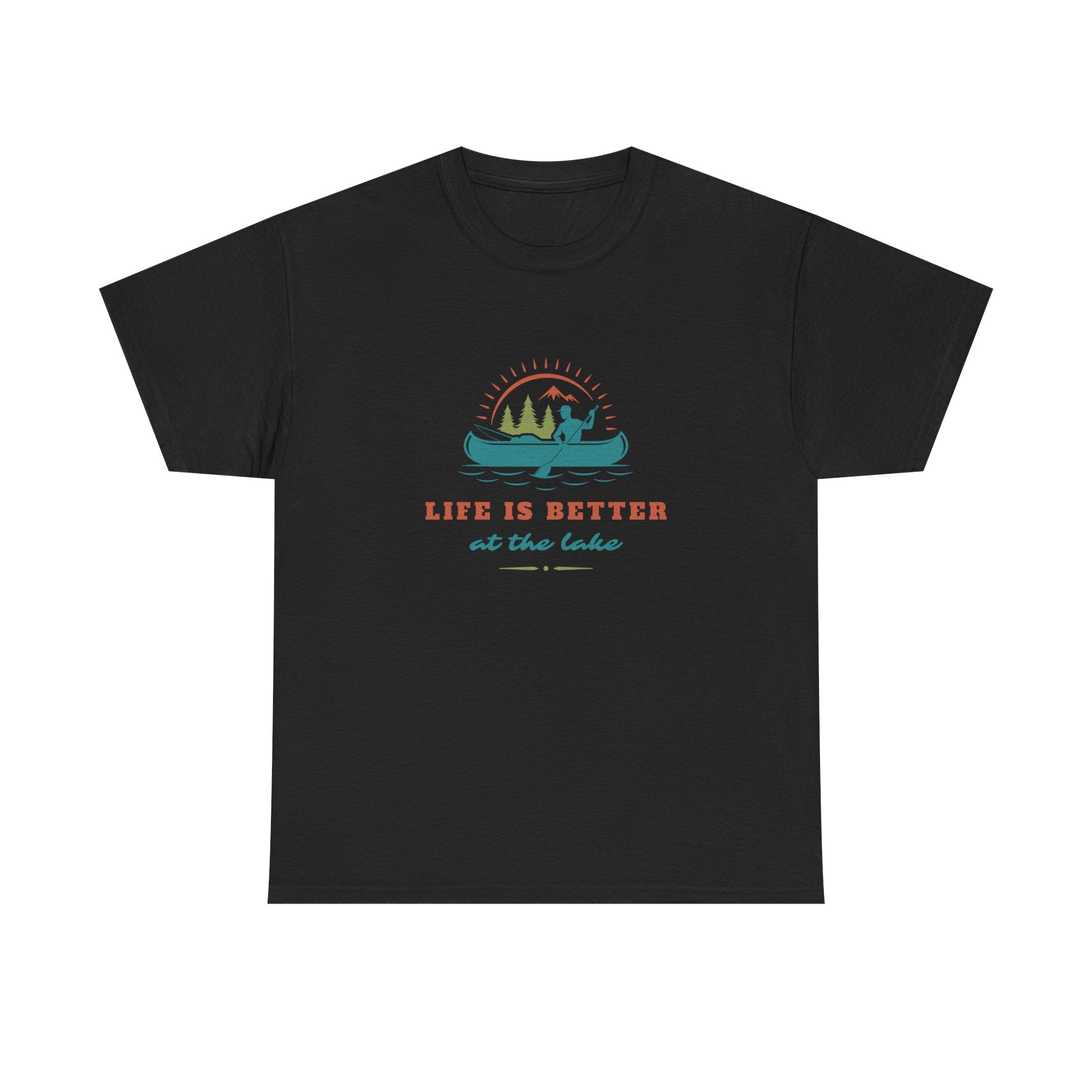 Life is Better at the Lake Unisex Heavy Cotton T-Shirt - Comfortable Outdoor Shirt