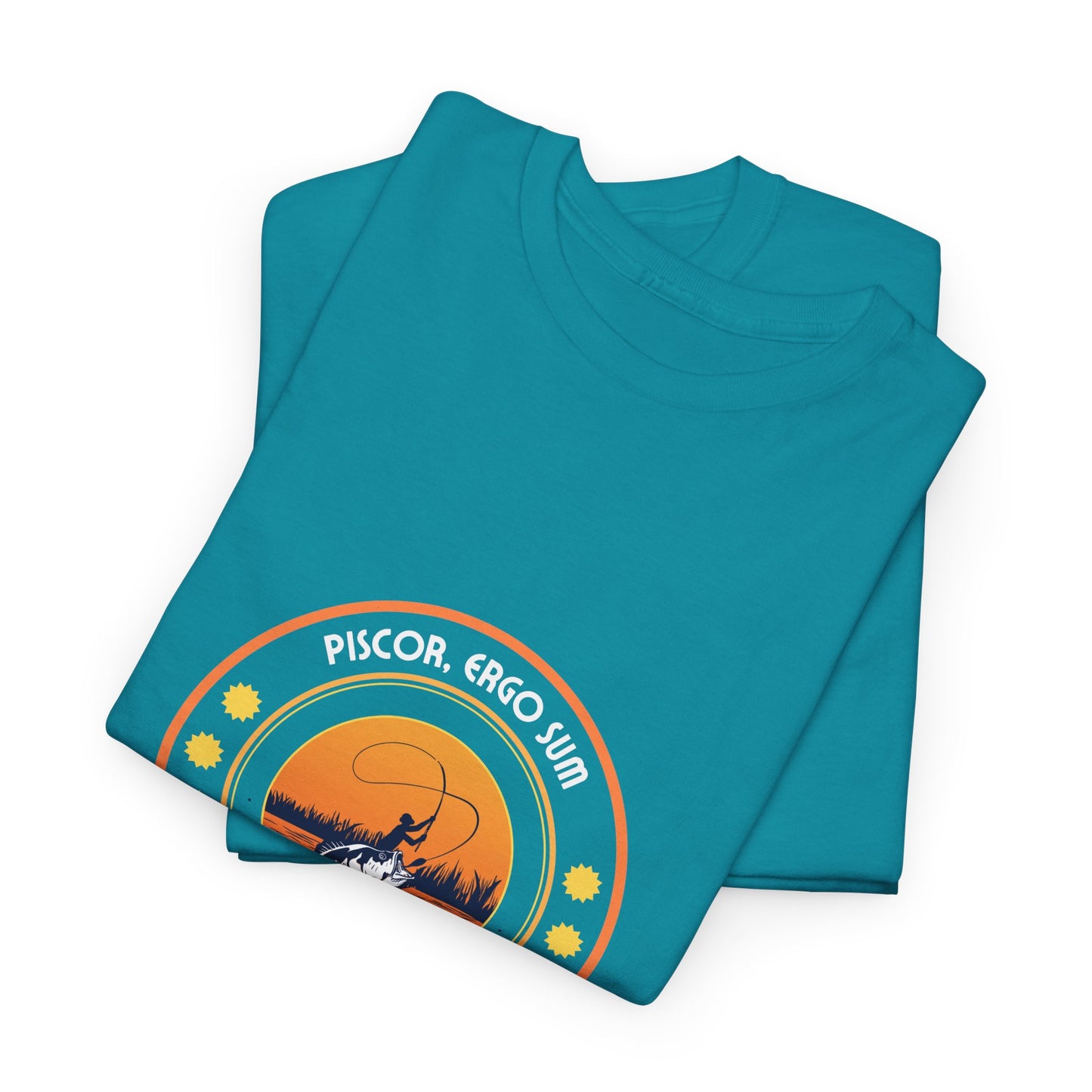 "I Fish, Therefore I Am" Unisex Heavy Cotton Tee - Graphic T-Shirt with Fishing Motif