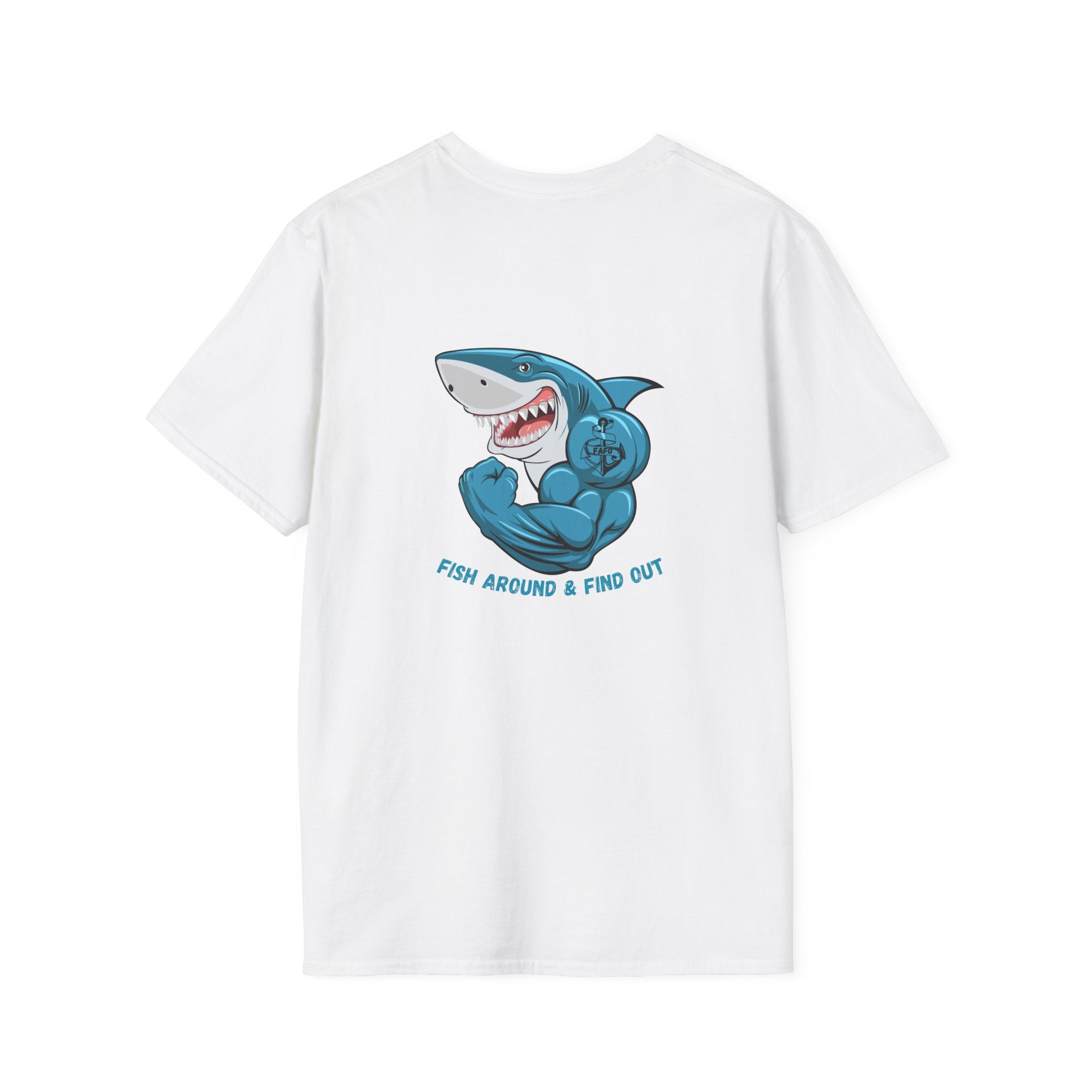 Humorous Unisex Softstyle T-Shirt - "Fish Around and Find Out - FAFO" Shark Design