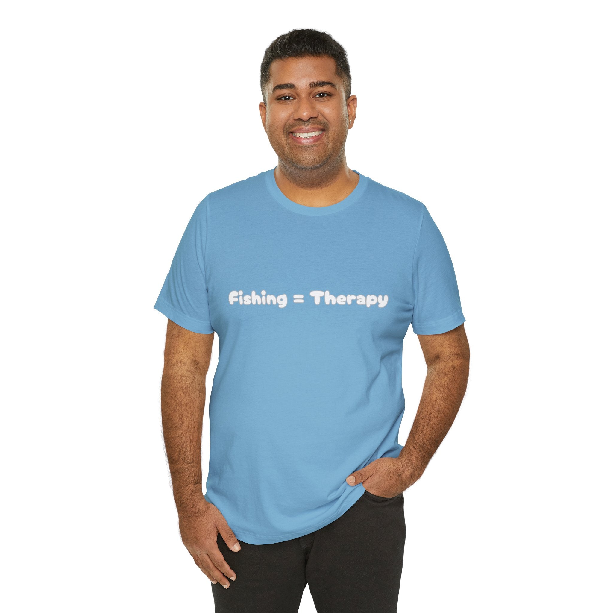 Unisex  "Fishing = Therapy" Jersey Short Sleeve Tee.