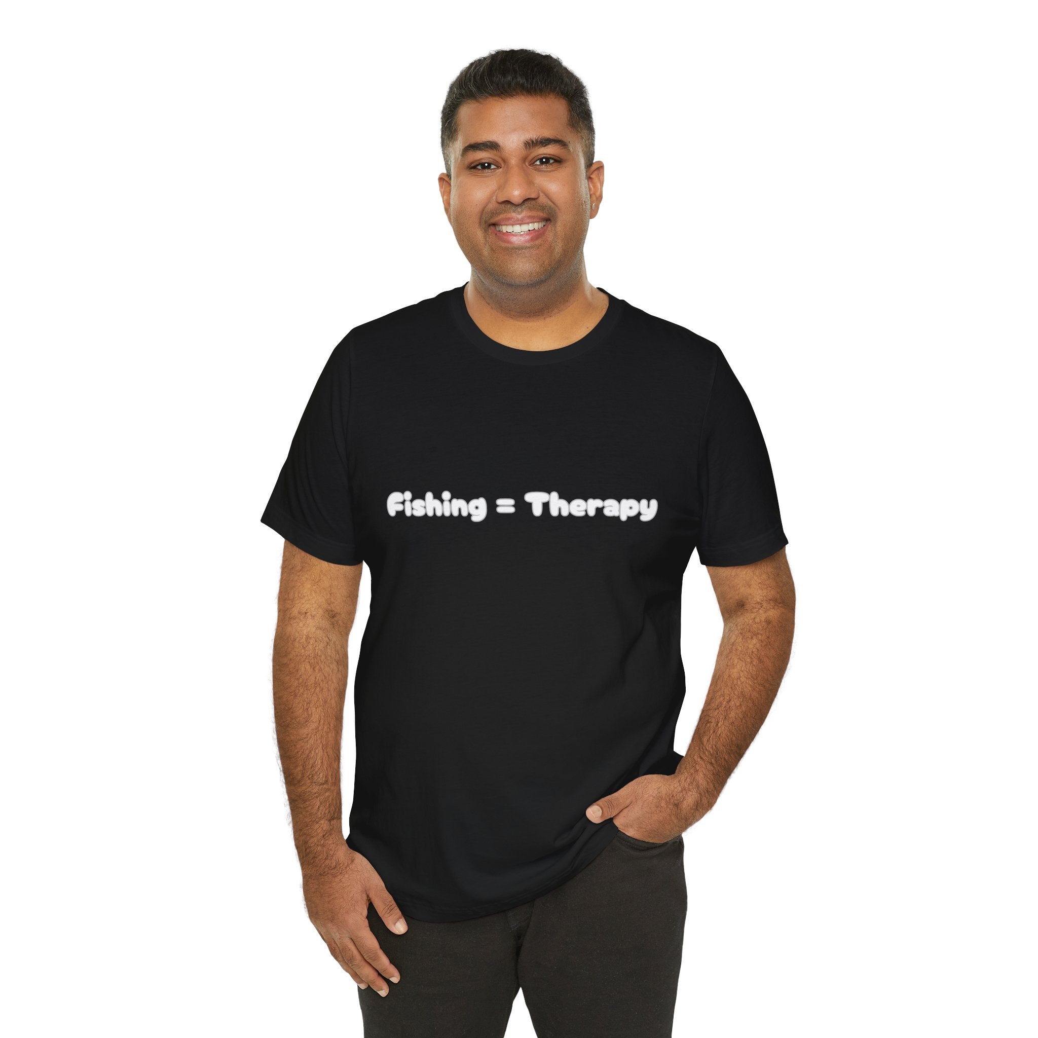 Unisex  "Fishing = Therapy" Jersey Short Sleeve Tee.