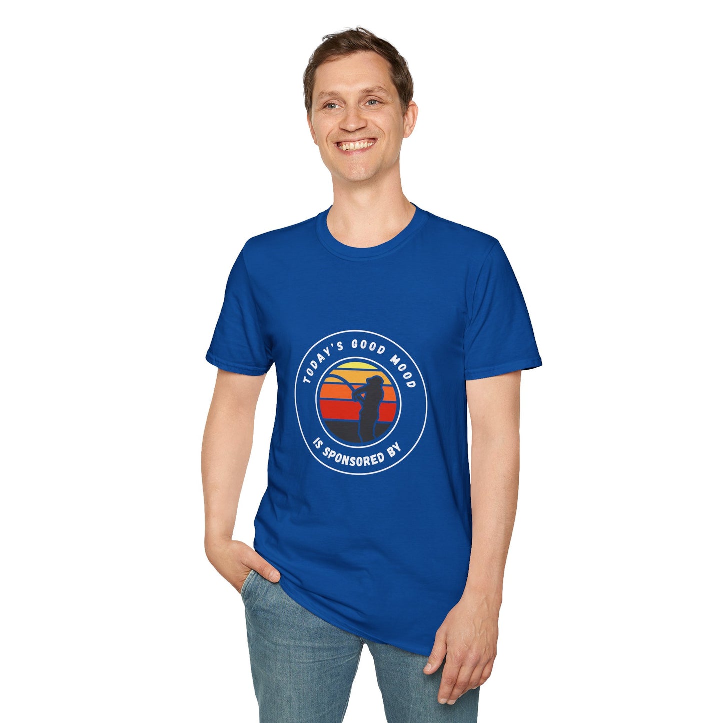 "Today's Good Mood Is Sponsored By Fishing" Unisex Softstyle T-Shirt.