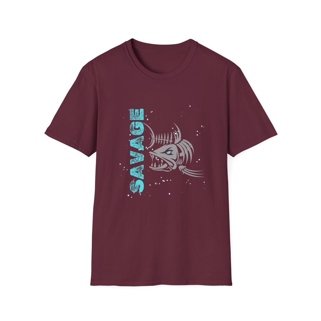 Savage Skeleton Fish Unisex Softstyle T-Shirt - Stylish and Comfortable Angler Apparel