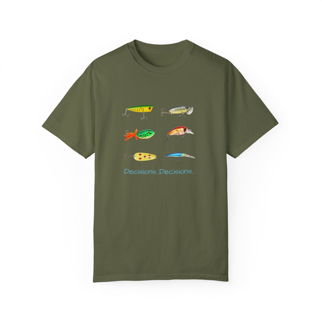 Unisex Fishing Theme T-Shirt - "Decisions, Decisions" Graphic Tee