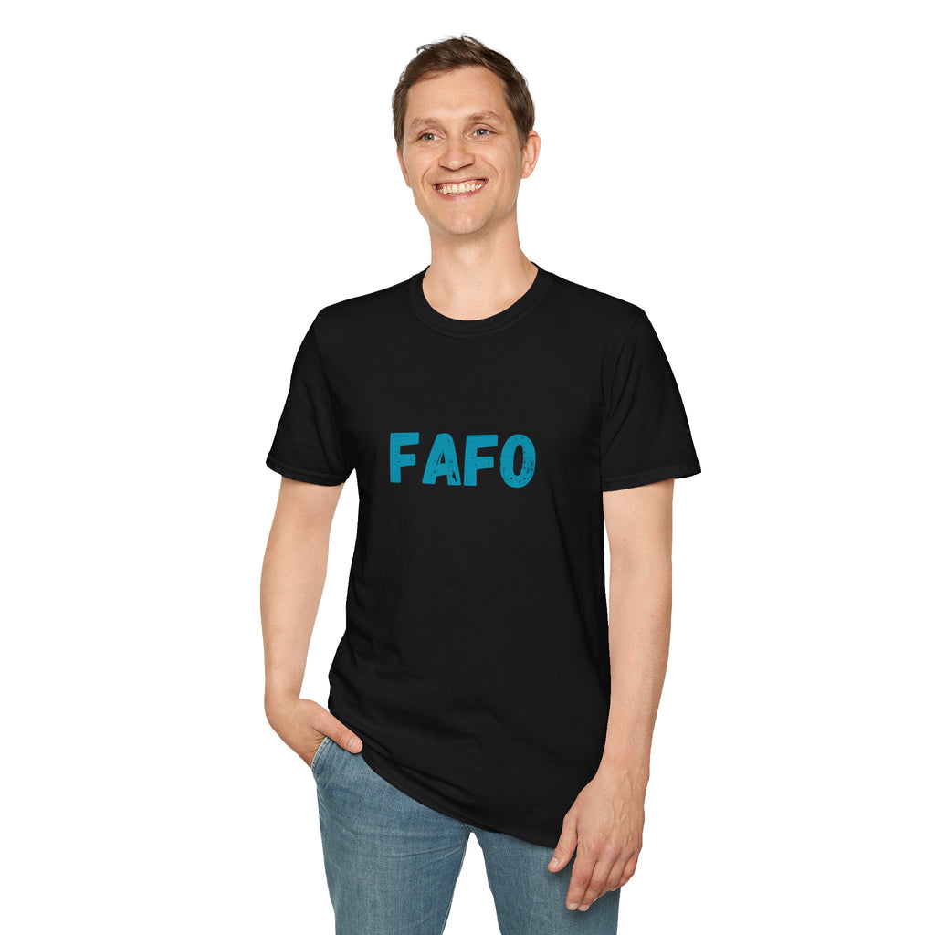 Humorous Unisex Softstyle T-Shirt - "Fish Around and Find Out - FAFO" Shark Design