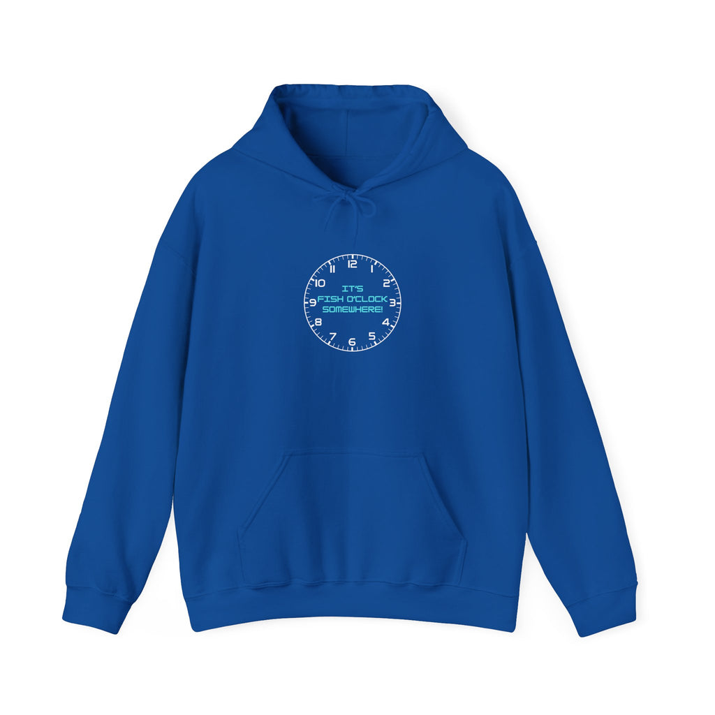 "It's Fish O'Clock Somewhere" Funny Fishing Heavy Blend™ Hooded Sweatshirt — Gift for Anglers