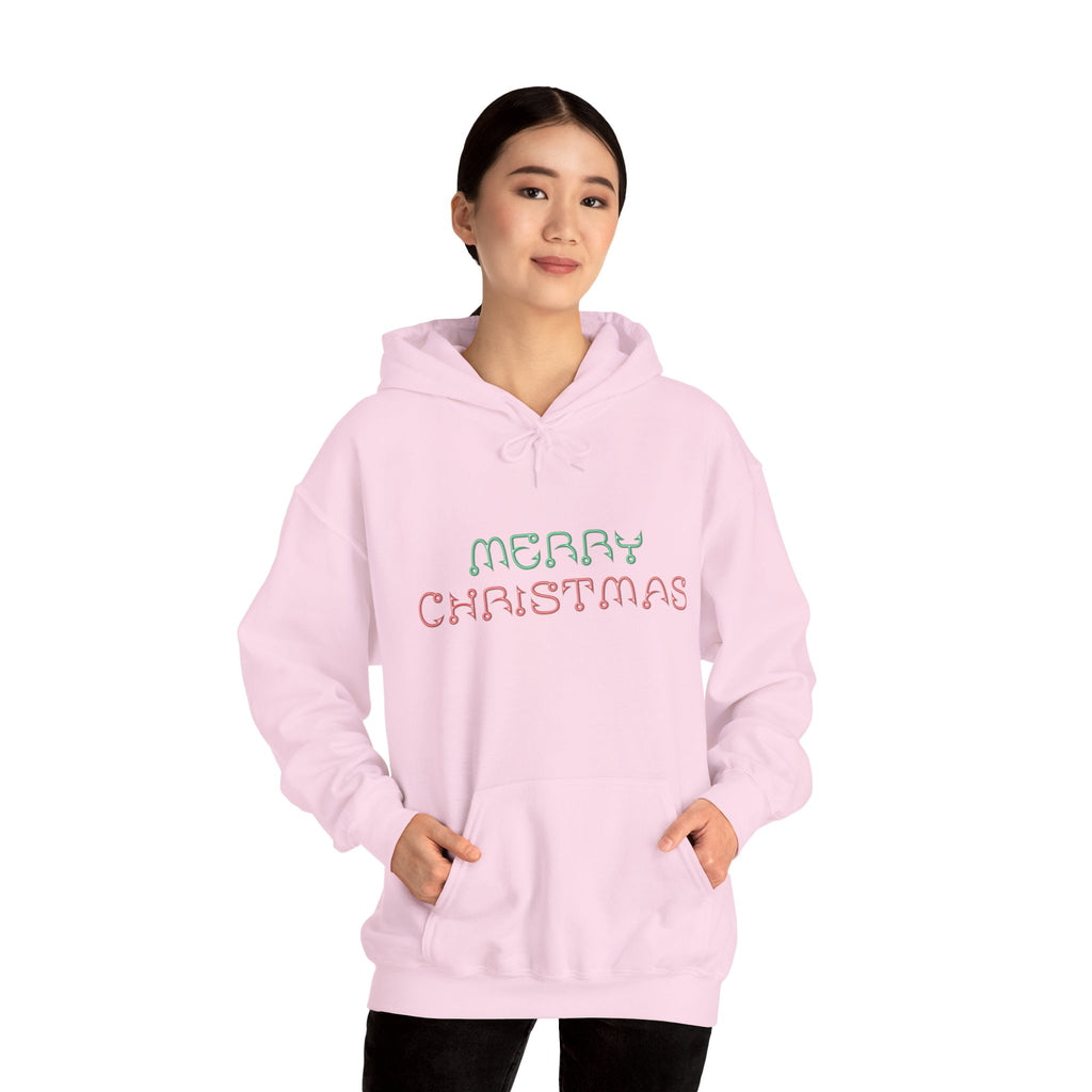 Merry Christmas Fishing Hook Script Hoodie — Cozy Holiday Sweatshirt
