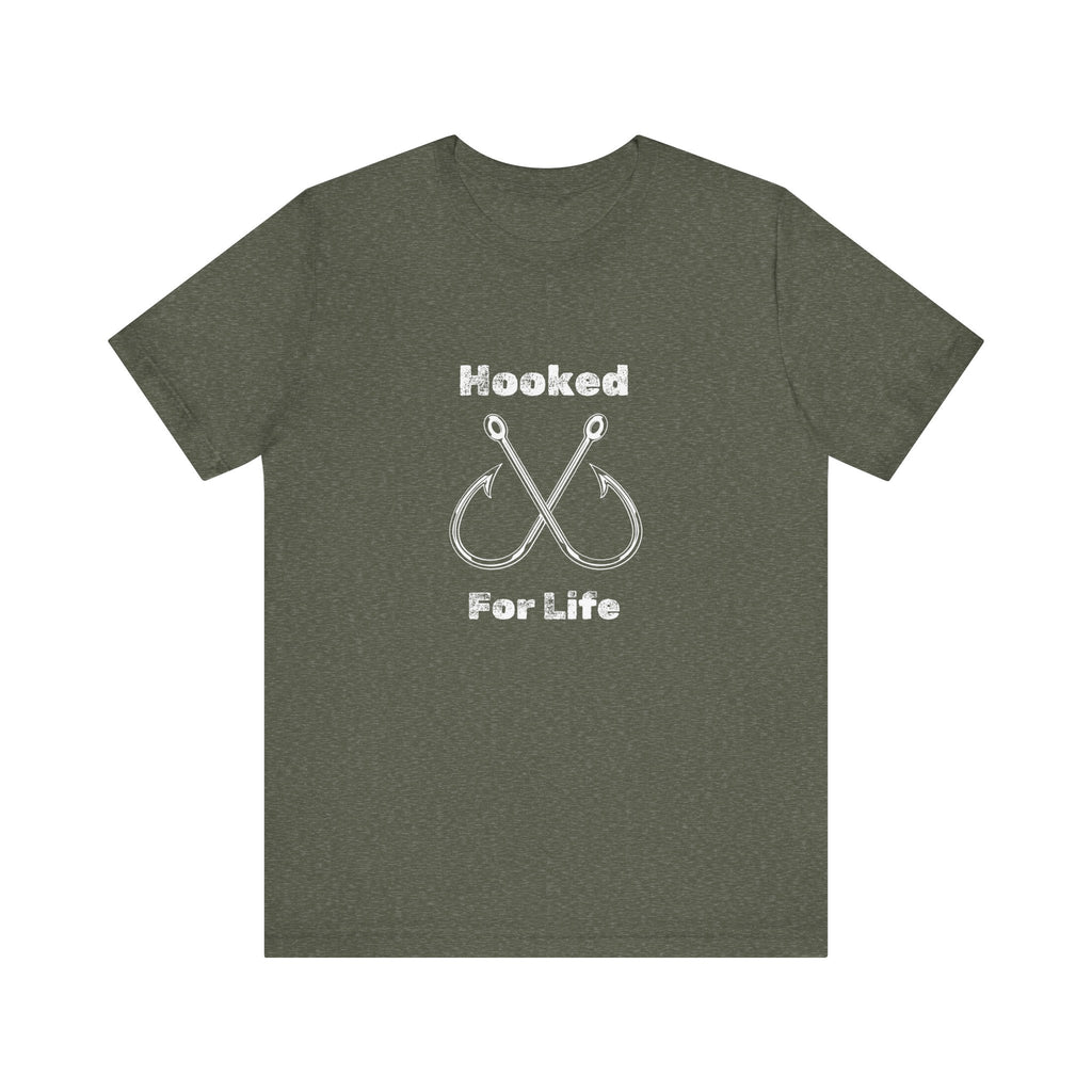 "Hooked for Life" Fishing Tee - Unisex Short Sleeve Shirt Express Delivery available.