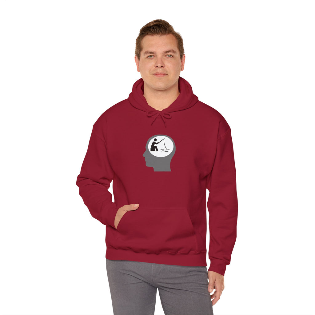 "Fishing On The Brain" Hoodie - Unisex Heavy Blend Sweatshirt with Relaxing Design