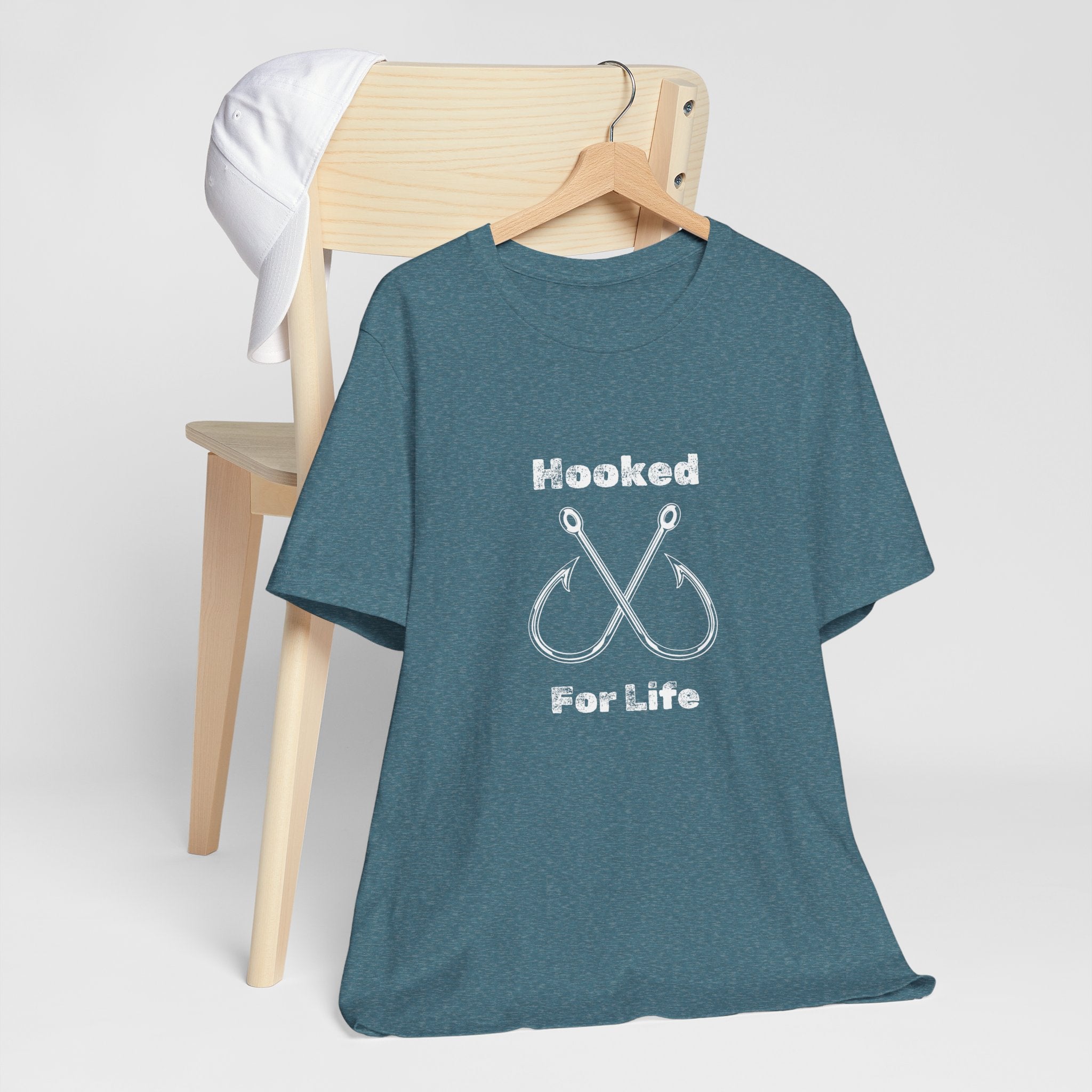 "Hooked for Life" Fishing Tee - Unisex Short Sleeve Shirt Express Delivery available.