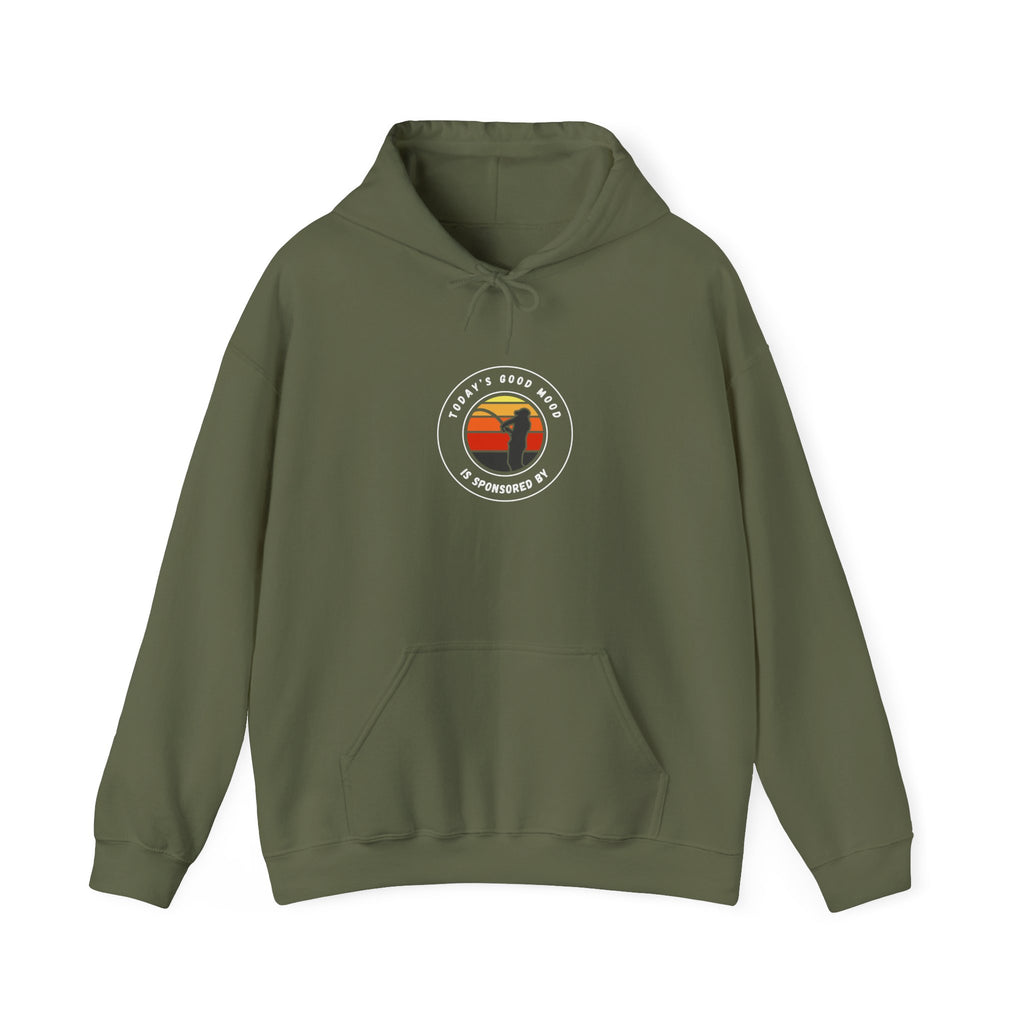 "Today's Good Mood Is Sponsored By Fishing" Retro-Inspired Unisex Hoodie with Cool Graphic Design