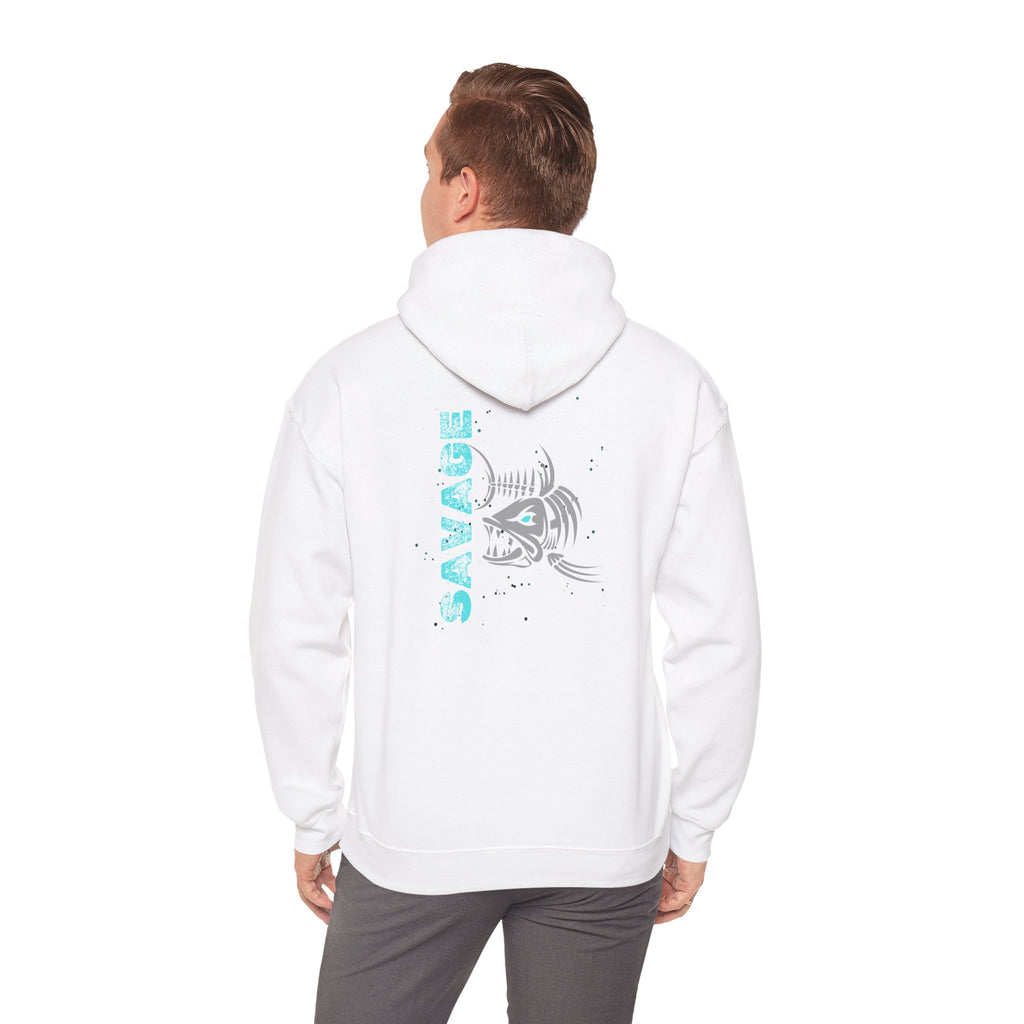 "Savage" Fish Hoodie - Retro Aqua Graphic Hooded Sweatshirt