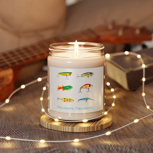 Fishing-Themed Scented Soy Candle - "Decisions...Decisions"