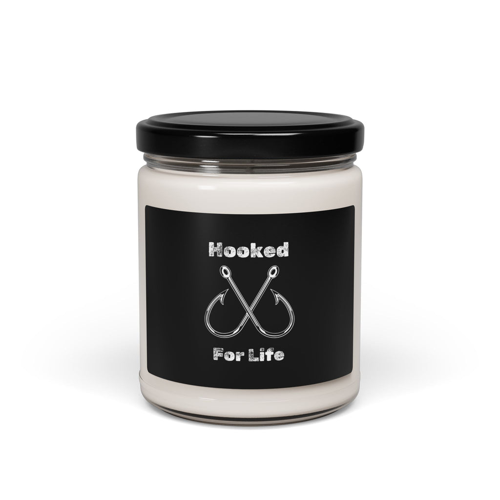 "Hooked For Life" Funny Fishing Soy Candle (9oz) — Gift for Anglers