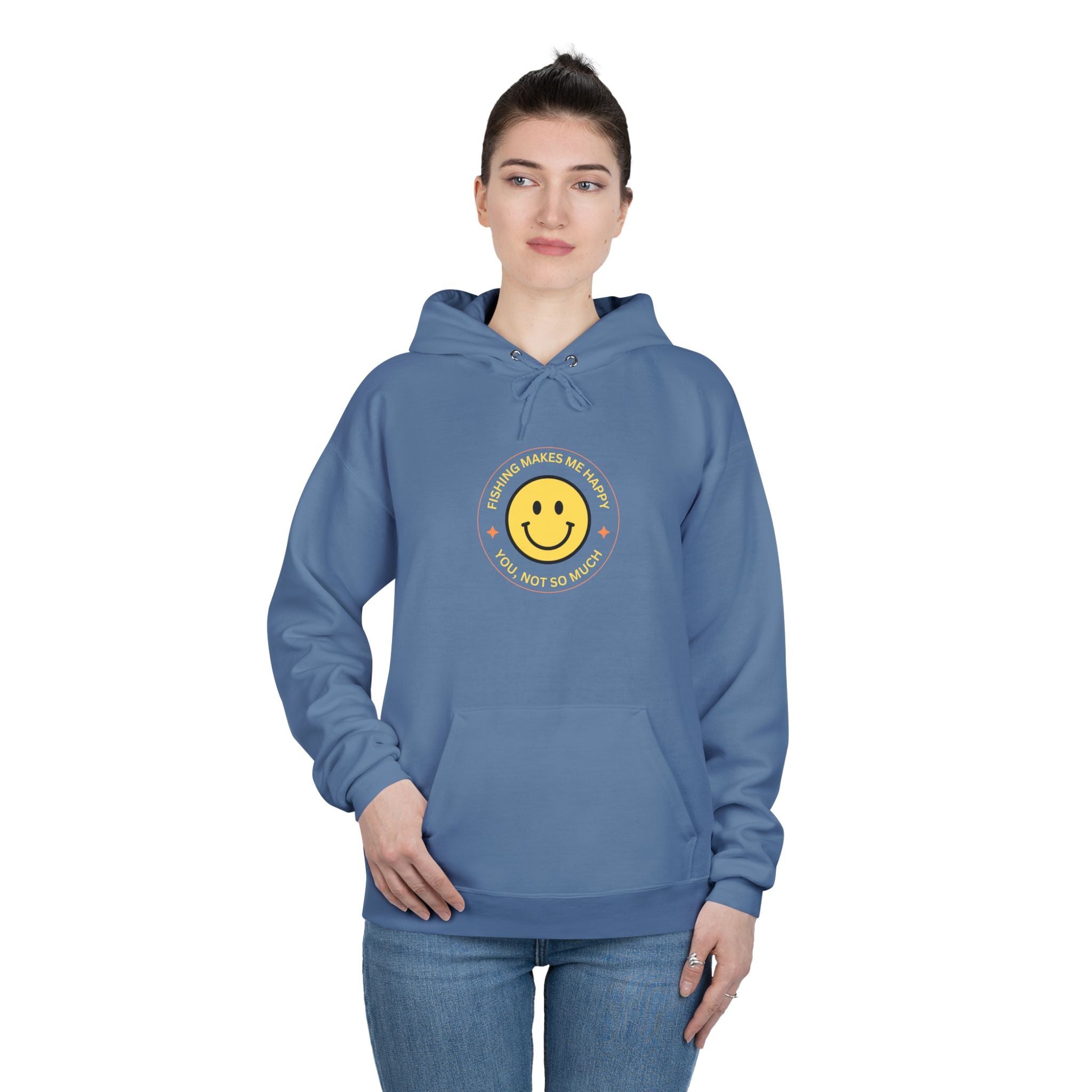 Unisex Eco-Friendly Hoodie "Fishing Makes Me Happy" - Perfect for Casual Outings and Gifting