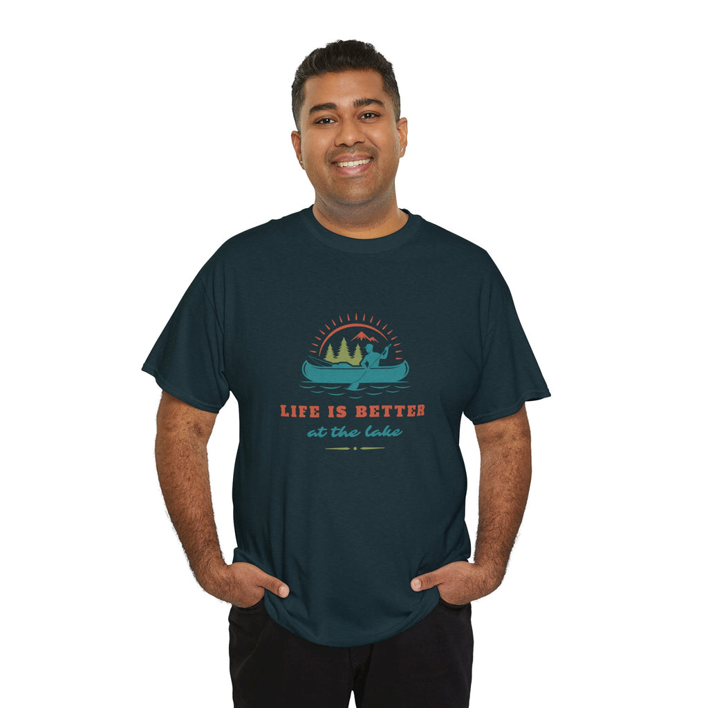 Life is Better at the Lake Unisex Heavy Cotton T-Shirt - Comfortable Outdoor Shirt