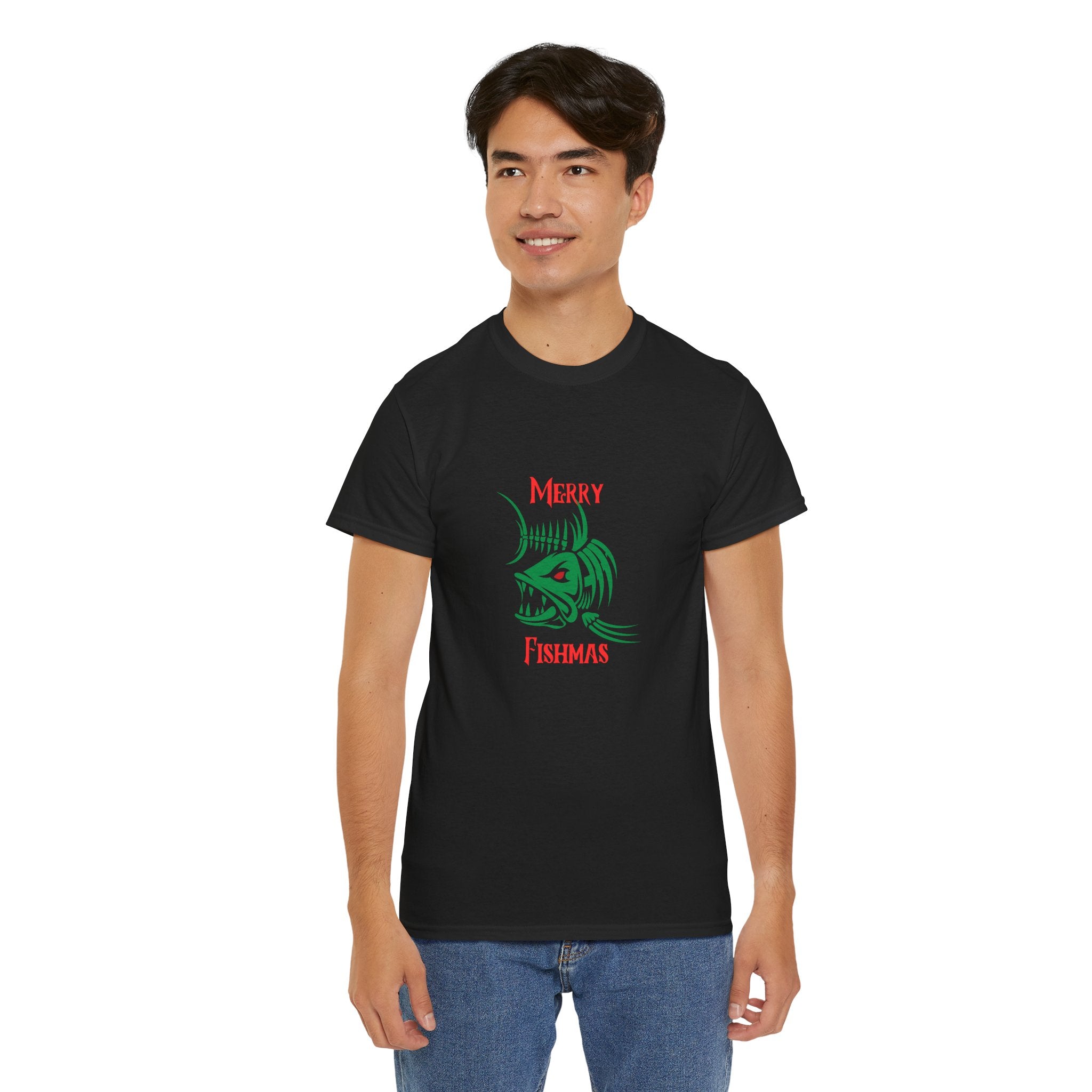 Fishmas Graphic Tee — "Merry Fishmas" Christmas Fishing T-Shirt