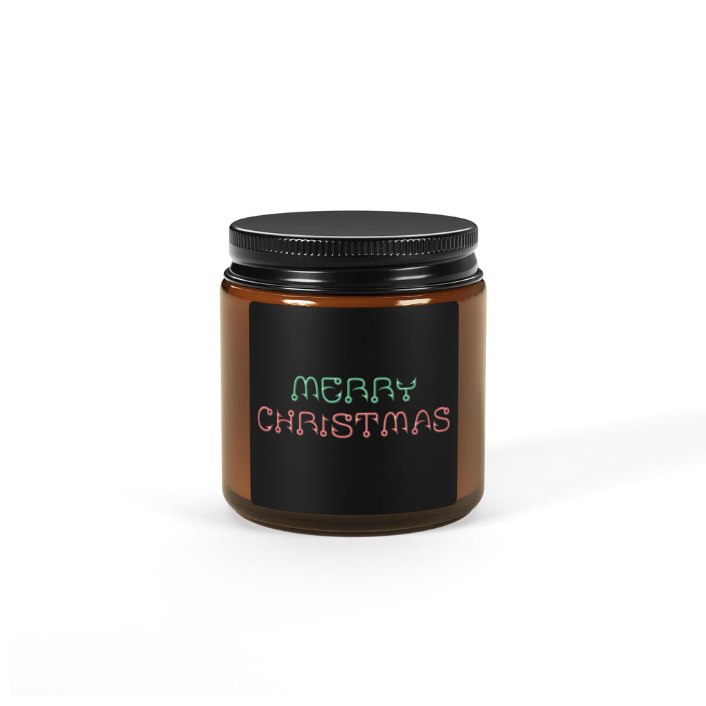 Christmas Scented Soy Candle — “Merry Christmas” Fishing Hook Amber Jar (Multiple Sizes)