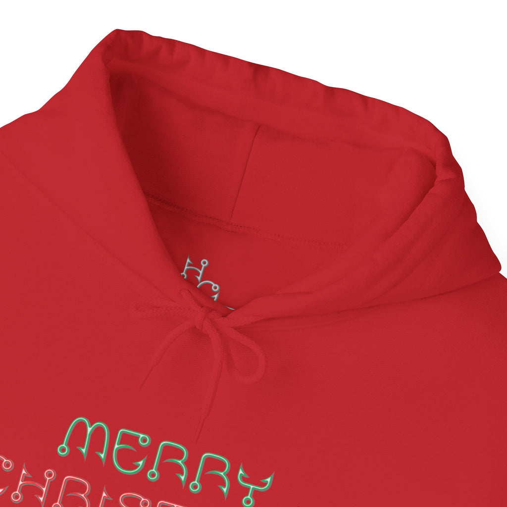 Merry Christmas Fishing Hook Script Hoodie — Cozy Holiday Sweatshirt