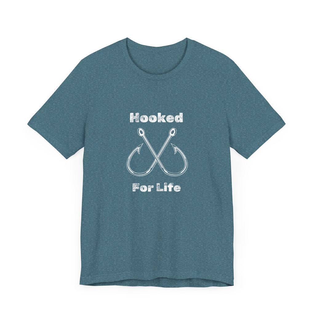 "Hooked for Life" Fishing Tee - Unisex Short Sleeve Shirt Express Delivery available.