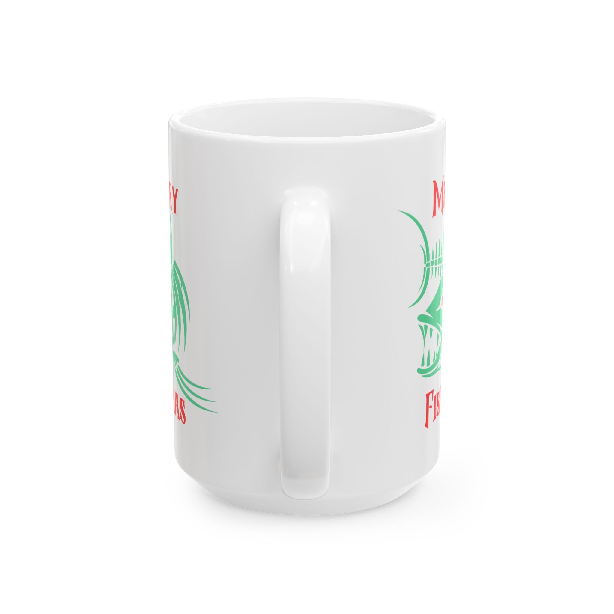 Fishing Theme Ceramic Mug — 'Merry Fishmas' Coffee Cup