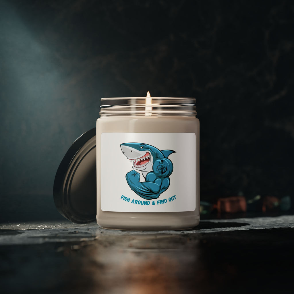 "Fish Around & Find Out" Scented Soy Candle - 9oz Shark Design