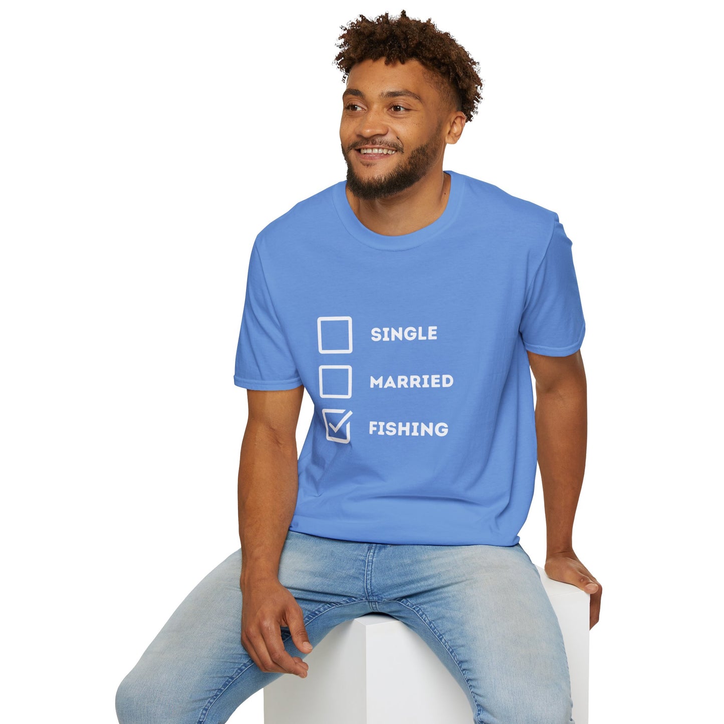 Unisex Softstyle "Single Married Fishing Check Box" T-Shirt - Comfortable Everyday Wear