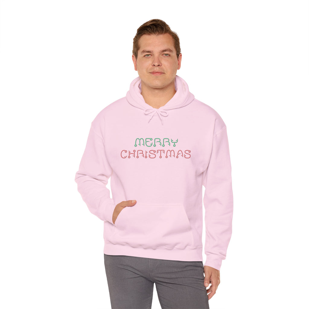 Merry Christmas Fishing Hook Script Hoodie — Cozy Holiday Sweatshirt