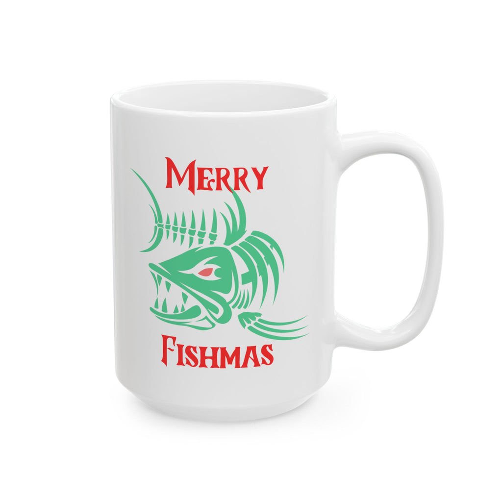 Fishing Theme Ceramic Mug — 'Merry Fishmas' Coffee Cup