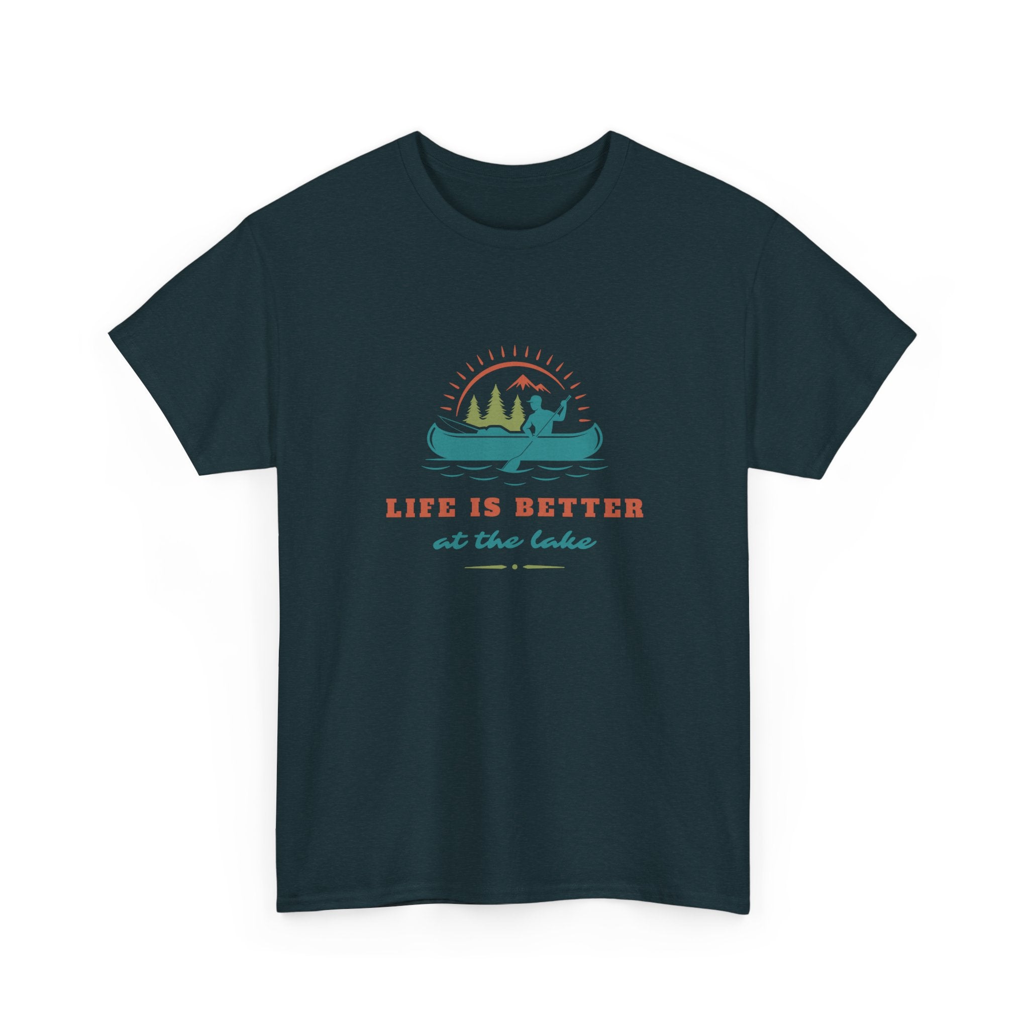 Life is Better at the Lake Unisex Heavy Cotton T-Shirt - Comfortable Outdoor Shirt