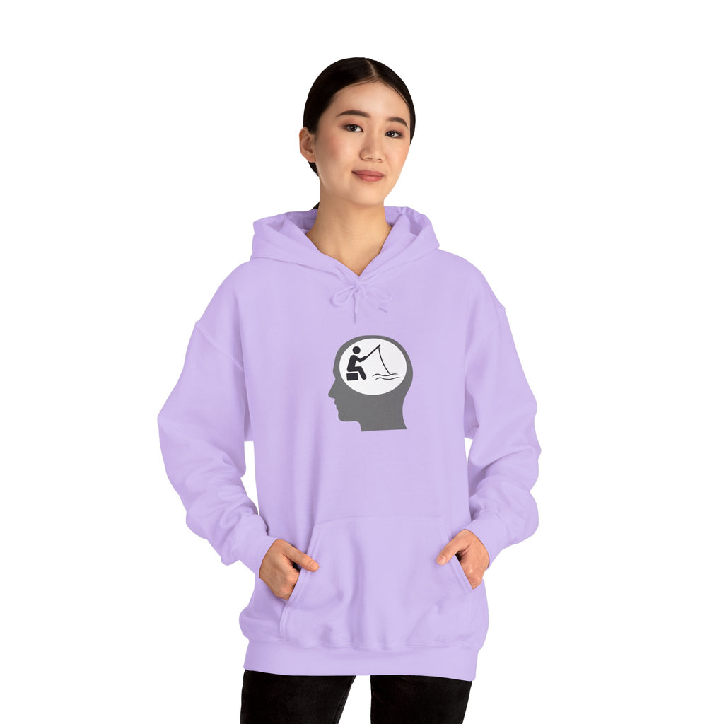 "Fishing On The Brain" Hoodie - Unisex Heavy Blend Sweatshirt with Relaxing Design