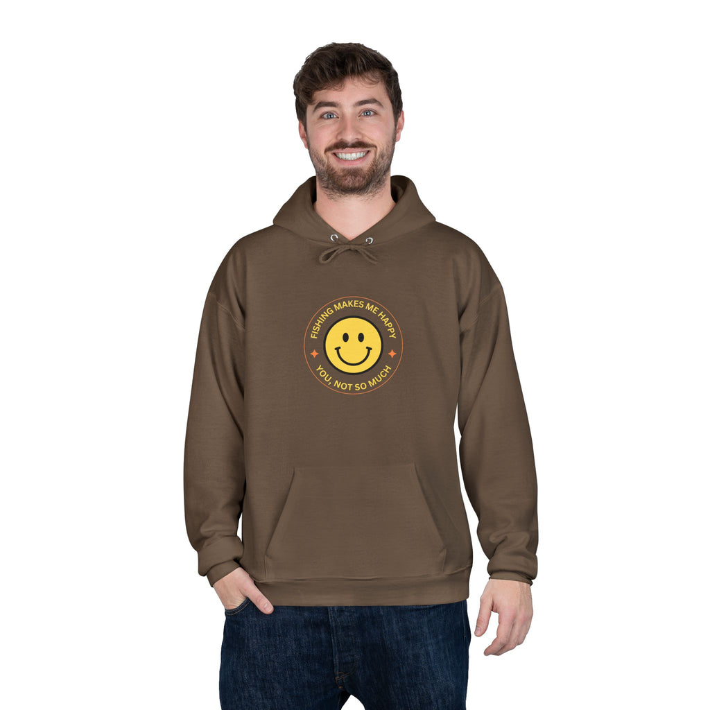 Unisex Eco-Friendly Hoodie "Fishing Makes Me Happy" - Perfect for Casual Outings and Gifting