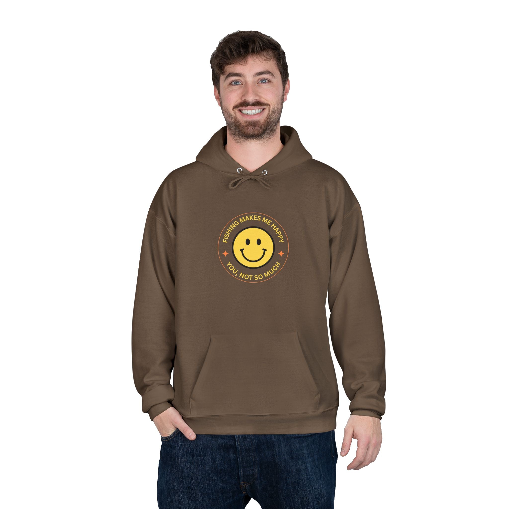 Unisex Eco-Friendly Hoodie "Fishing Makes Me Happy" - Perfect for Casual Outings and Gifting