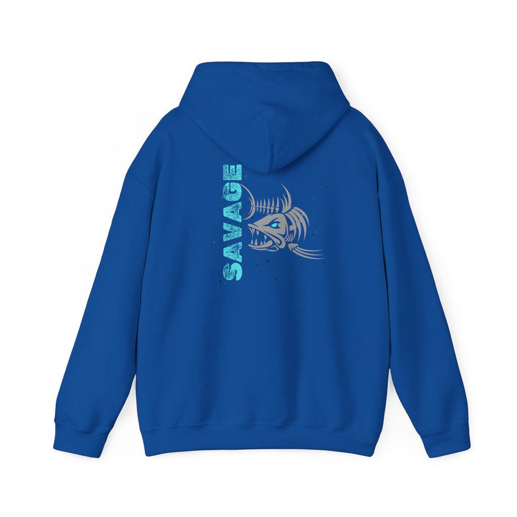 "Savage" Fish Hoodie - Retro Aqua Graphic Hooded Sweatshirt