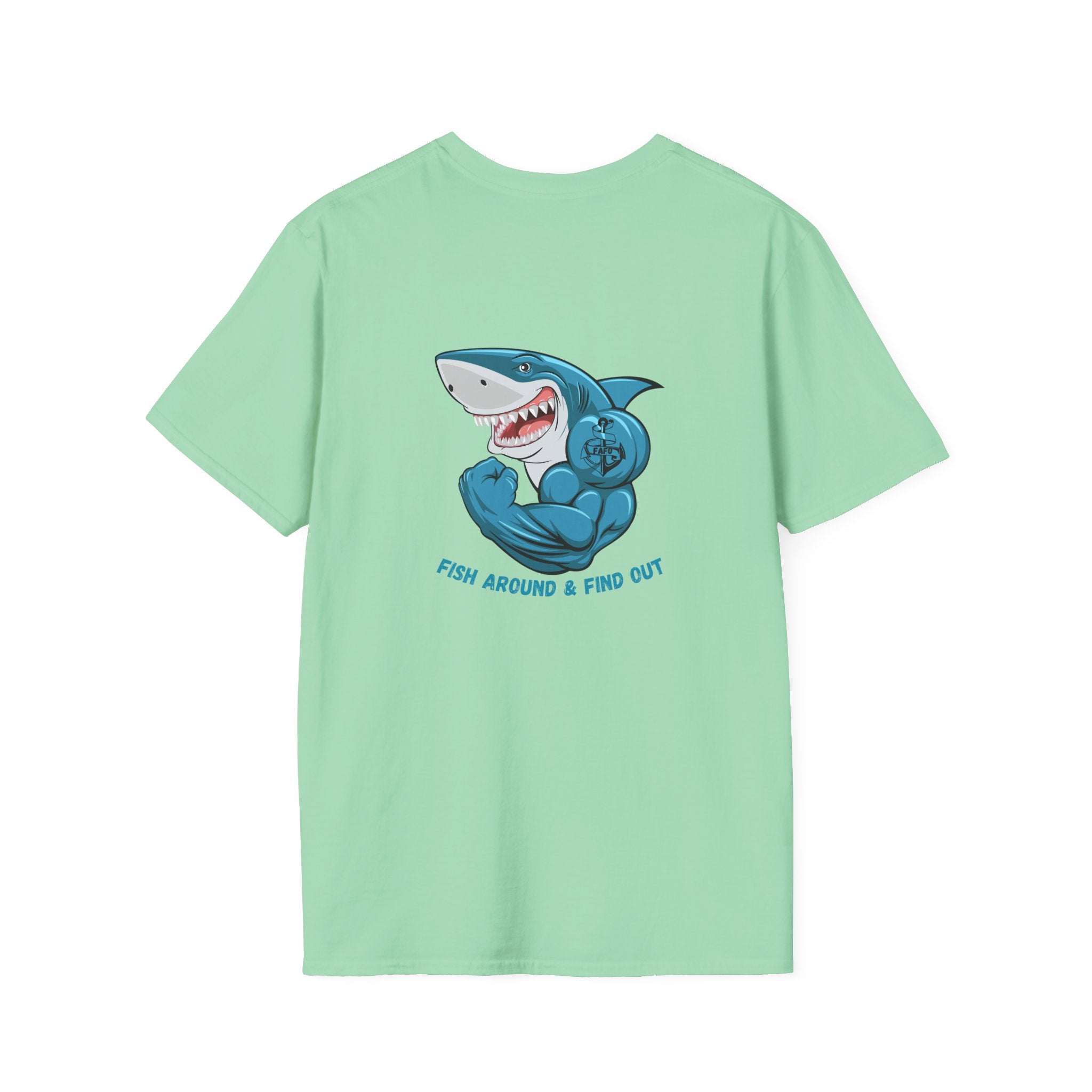 Humorous Unisex Softstyle T-Shirt - "Fish Around and Find Out - FAFO" Shark Design