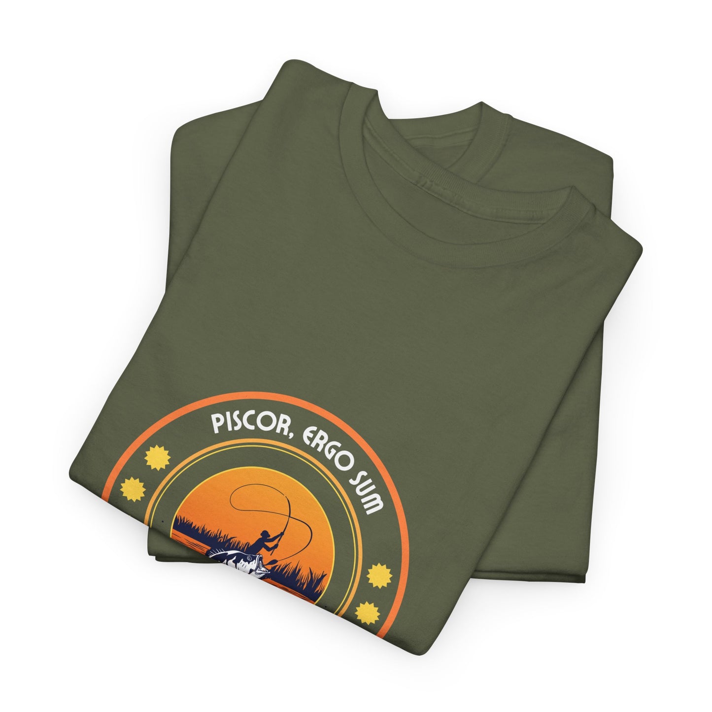 "I Fish, Therefore I Am" Unisex Heavy Cotton Tee - Graphic T-Shirt with Fishing Motif