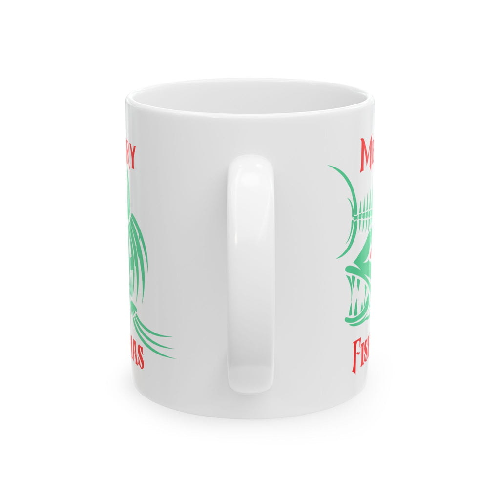 Fishing Theme Ceramic Mug — 'Merry Fishmas' Coffee Cup